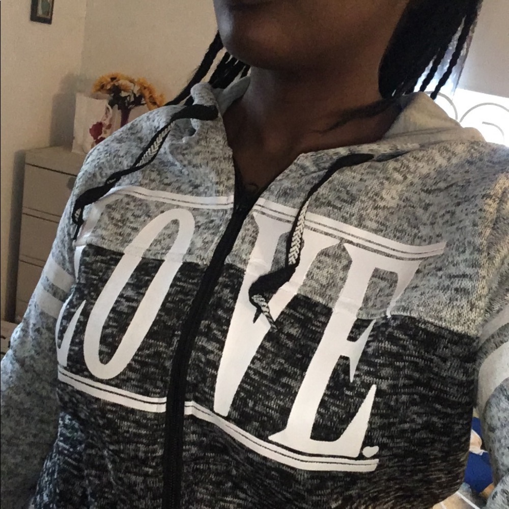 hoodie with zipper. Large, but fits like a medium